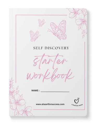 Self Discovery Starter Workbook with butterfly and flower designs on a white background