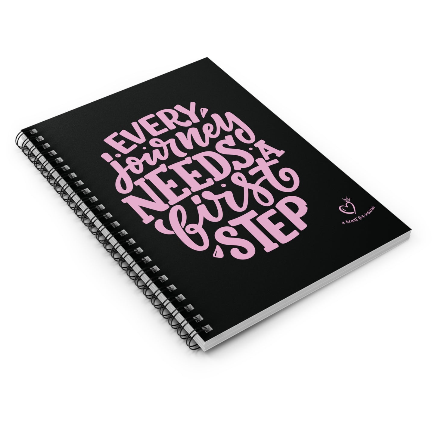 Inspirational Spiral Notebook — “Every Journey Needs a First Step” Ruled Journal